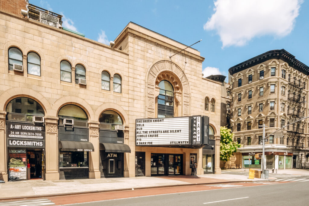 Outside of Village East by Angelika, one of the best movie theaters in NYC