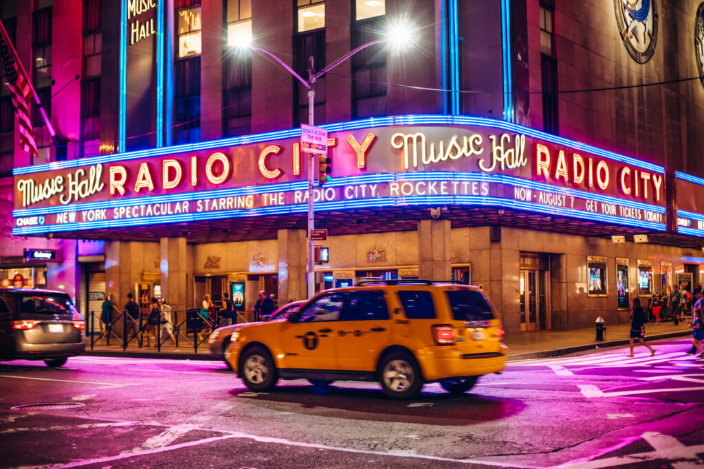 Outside of Radio City Music Hall, one of the best music venues in New York City