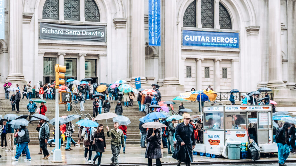 Outside of The Met, one of the best rainy day activities in New York City