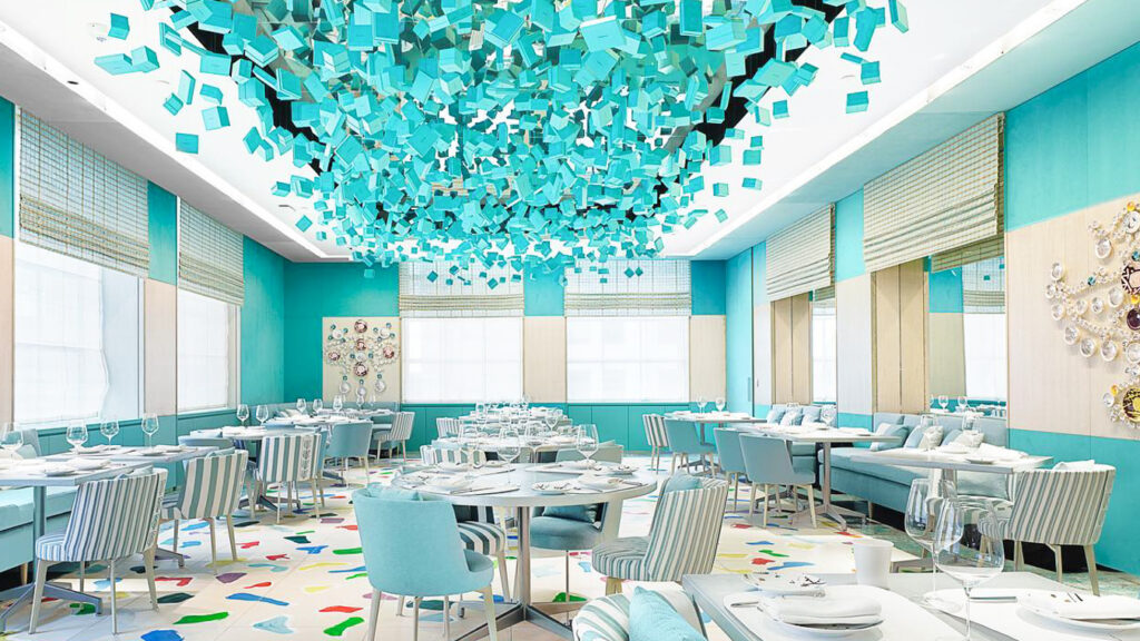 Inside of Blue Box Café, one of the best places for afternoon tea in NYC