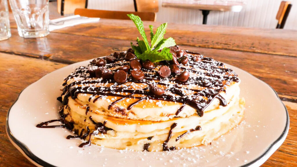 Stack of pancakes at David's Cafe, one of the best brunch spots in New York City