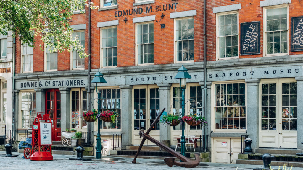 Outside of the South Street Seaport Museum, one of the best history museums in New York City