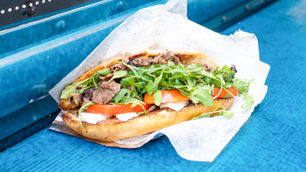 Steak sandwich at Tony Dragon's Grille, one of the best lunch spots on the Upper East Side